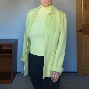 Vintage Dana Buchman Wool Coat + Pleated Sleeveless Top Set | Size M